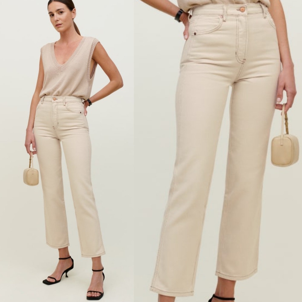 Reformation Jeans Cowboy High Rise Straight Jeans Cream Womens Size 29 Denim